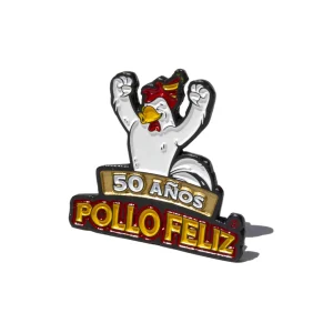 Pin del 50 aniversario de Pollo Feliz.