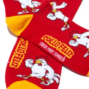 Calceta Roja con el logo nuevo de Pollo Feliz.