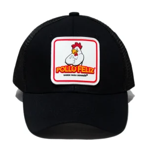 Nueva gorra negra con el logo nuevo de Pollo Feliz.