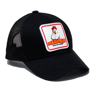 Nueva gorra negra con el logo nuevo de Pollo Feliz.